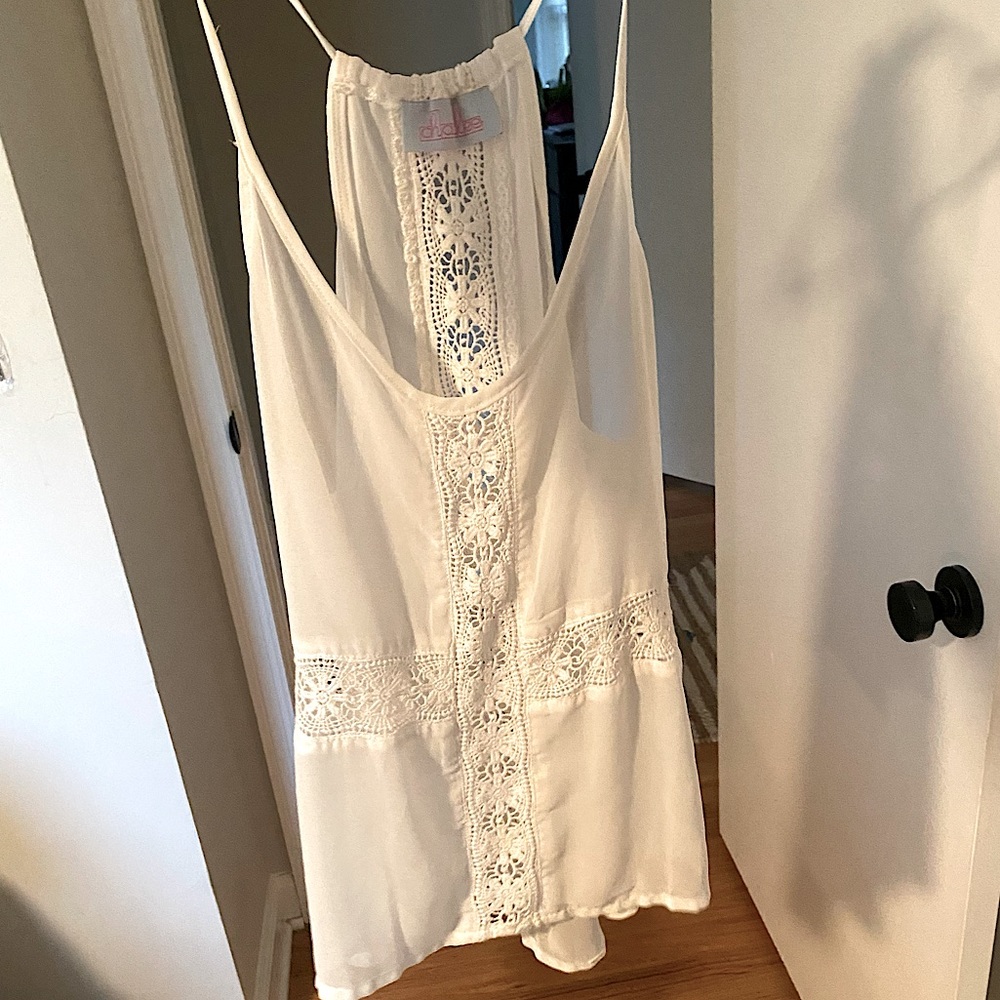 White lightweight sleeveless top for summer